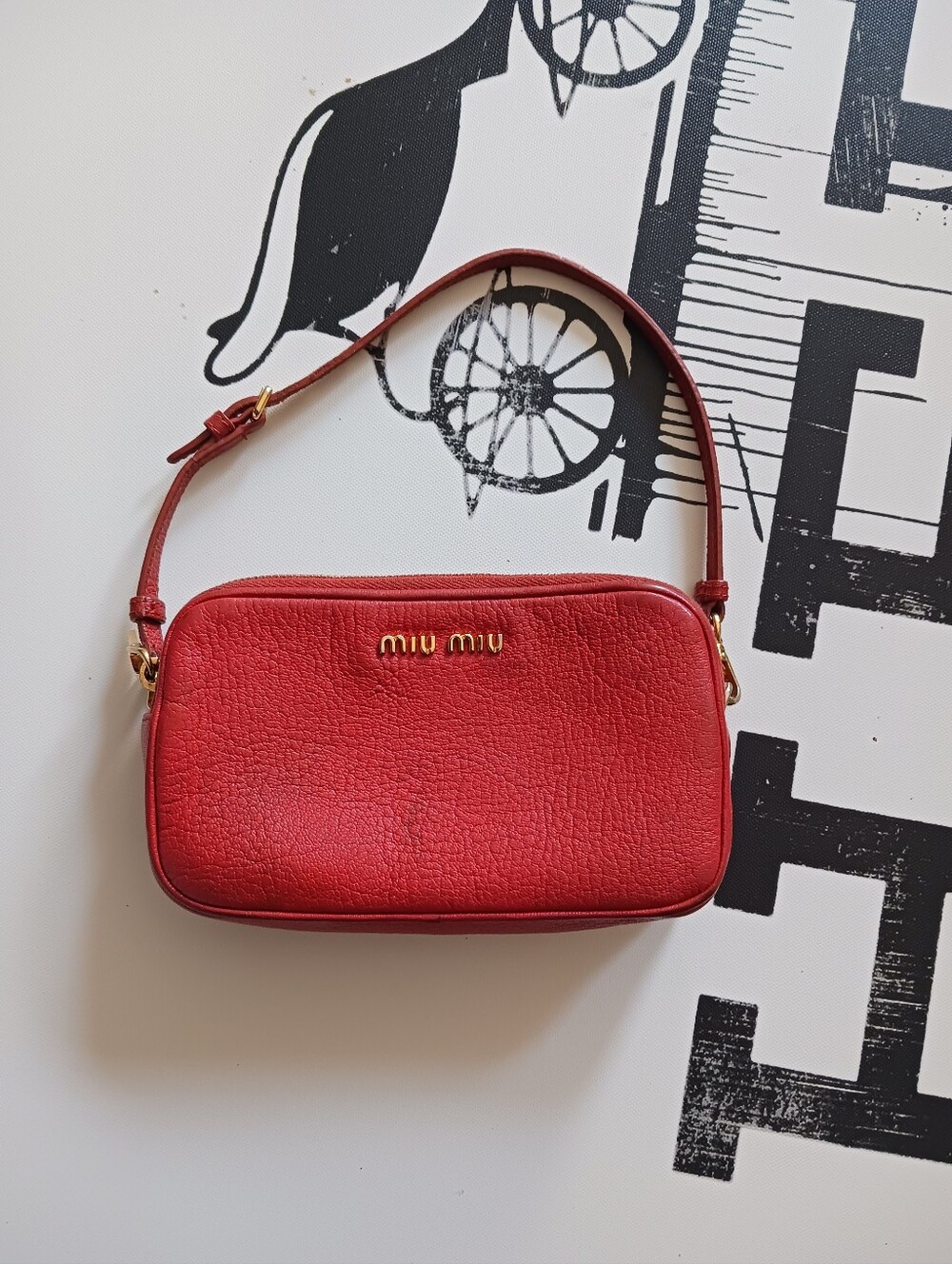 Miu Miu Small Pouchette Bandoliera Shoulder/ Handbag Bag,red Madras